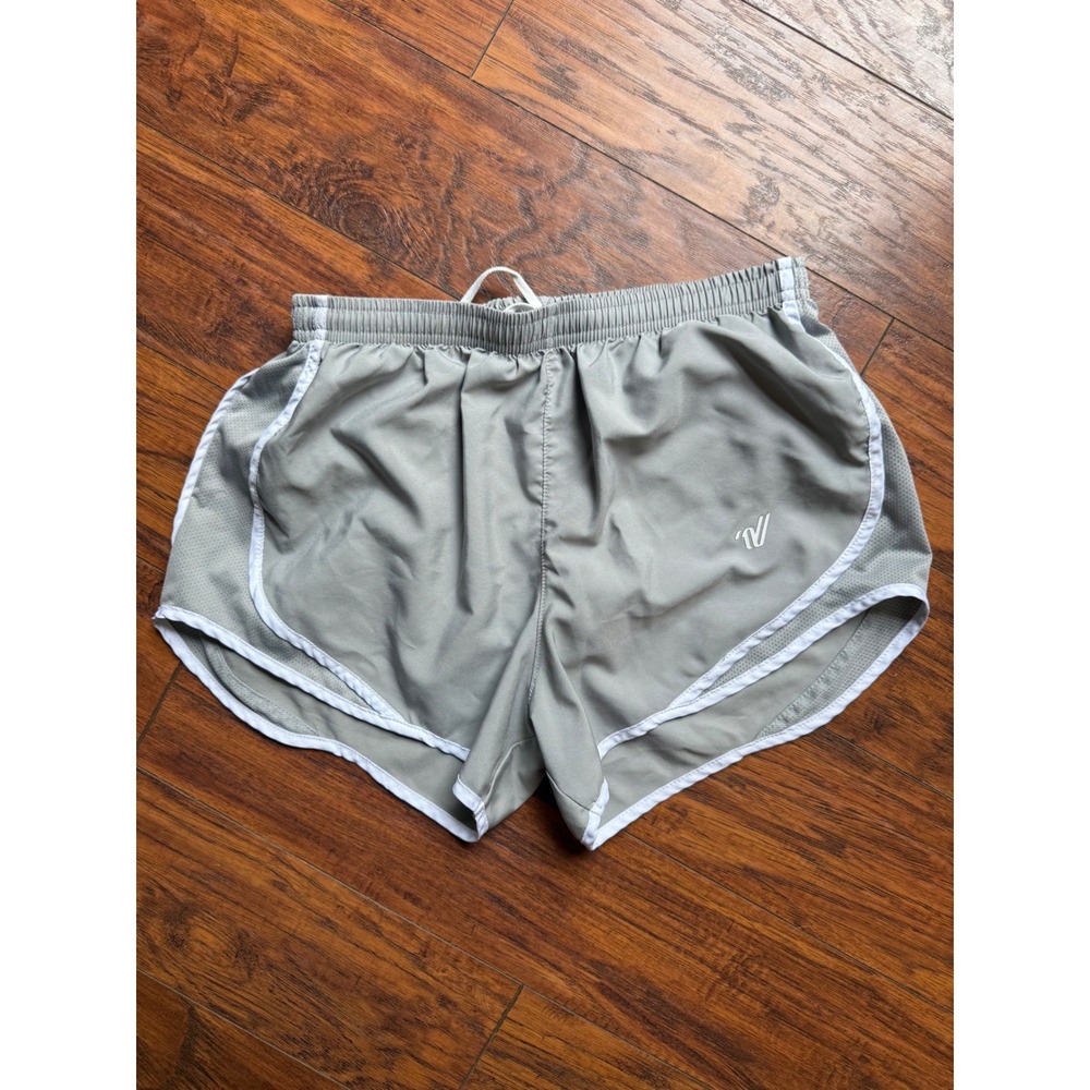 Varsity Spirit Womens Gray Running Shorts White Trim Athletic Cheer Gym Size S